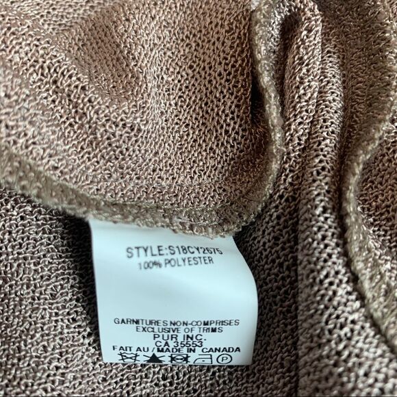 IRIS Setlakwe Tan Brown mesh knit longsleeve open front belted cardigan sweater - Picture 7 of 11